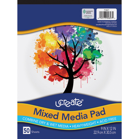 UCREATE Mixed Media Pad, 9in x 12in, 50 Sheets P4827